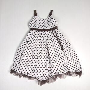 Luli & Me Dress Girls Sz 4T Brown Polka Dot Boutique Classic Sundress
